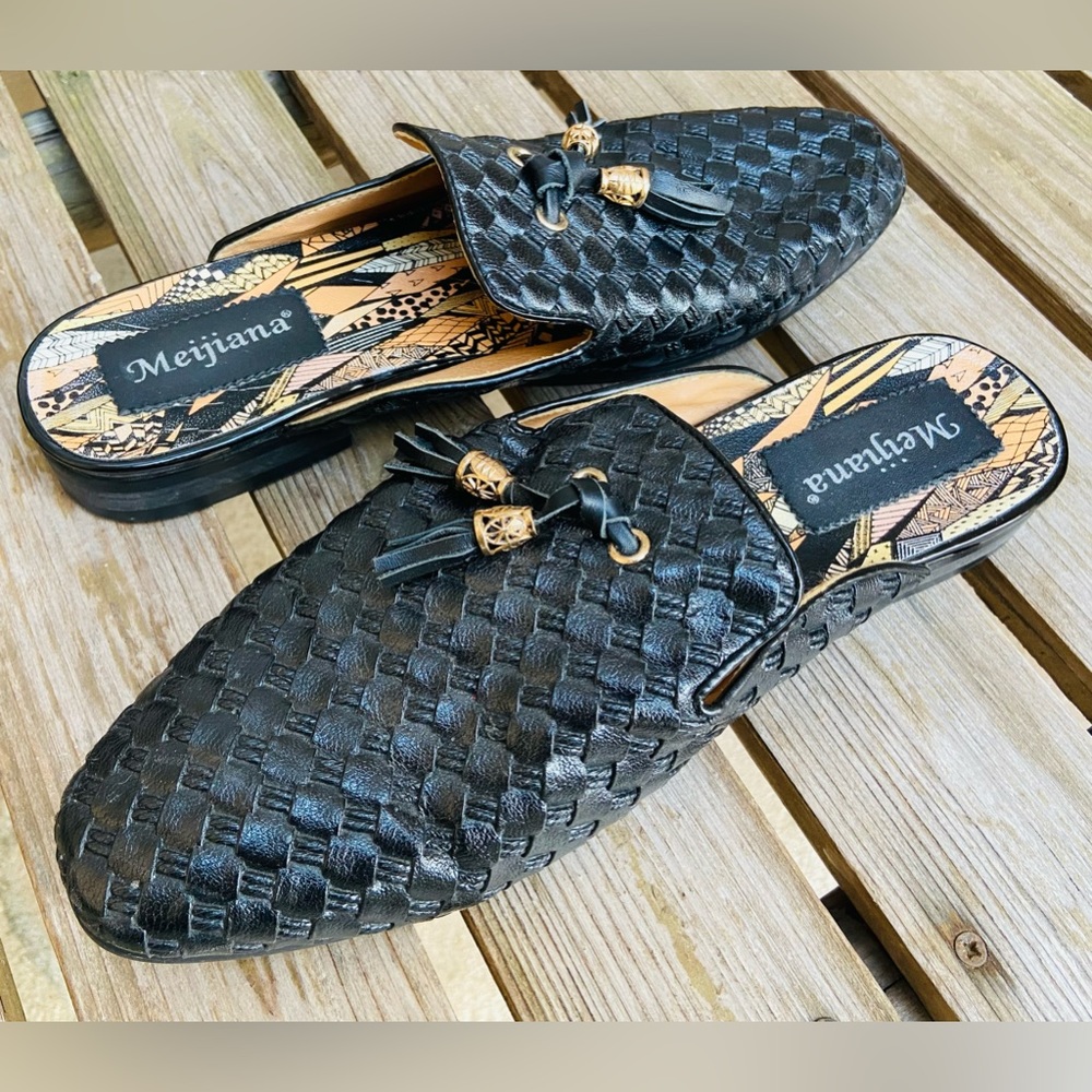 Meijiana Men's Slippers Slip-On Loafers Leather Formal Wear Casual Sandals SZ 8